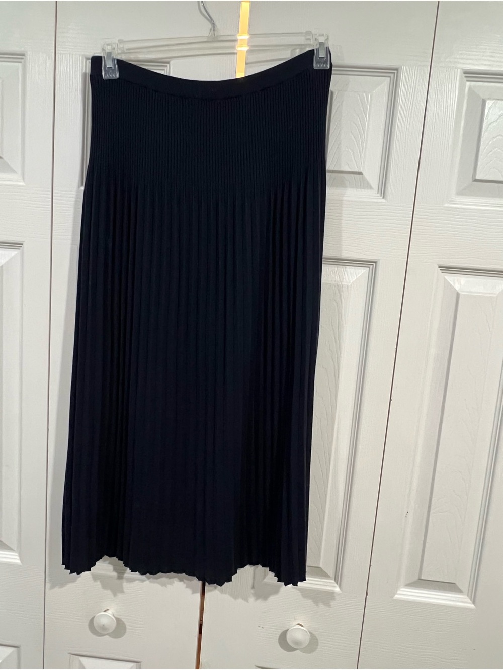 MICHAEL Michael Kors Navy Blue Pleated Knit Midi Skirt